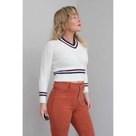 1960's Vintage Pickwick Cable Knit Tennis Sweater ~ Women's XXS XS ~ Kid's LG - Picture 7 of 9